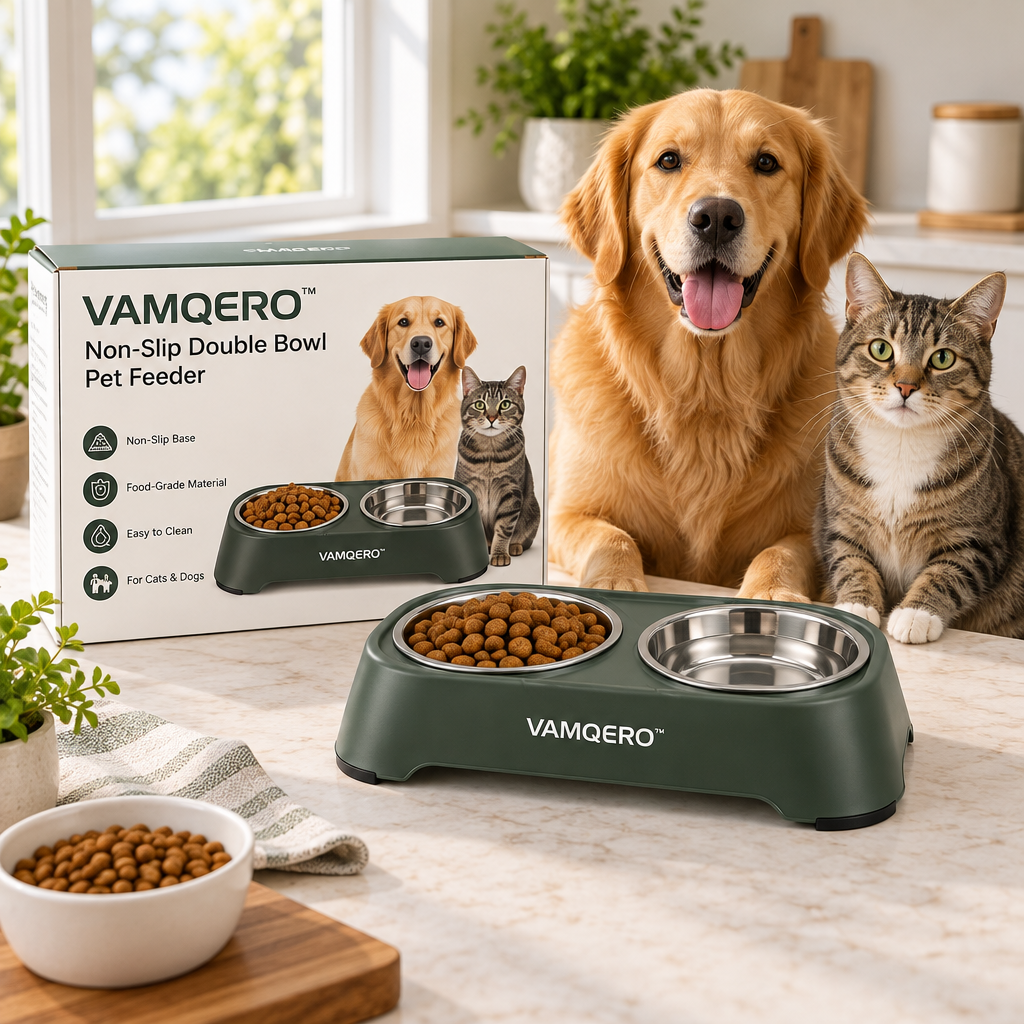 VAMQERO™ Non-Slip Double Bowl Pet Feeder image 2