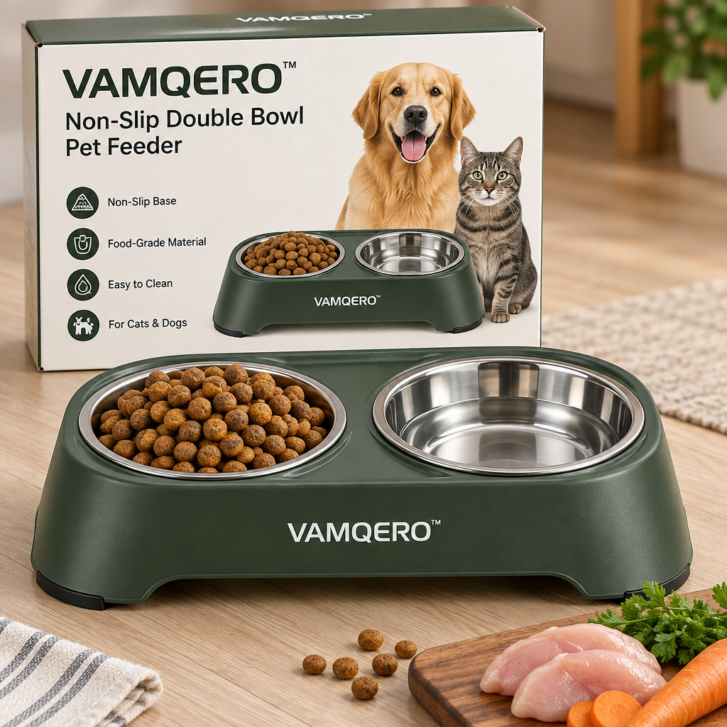 VAMQERO™ Non-Slip Double Bowl Pet Feeder image 3