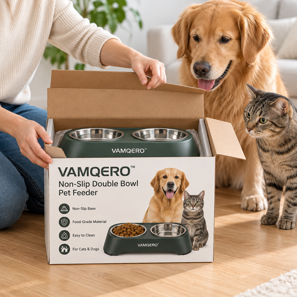 VAMQERO™ Non-Slip Double Bowl Pet Feeder image 4