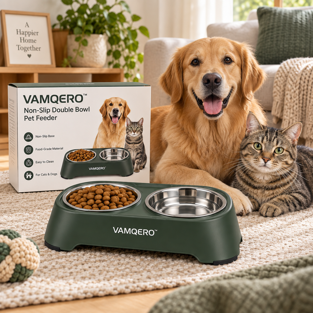 VAMQERO™ Non-Slip Double Bowl Pet Feeder image 5