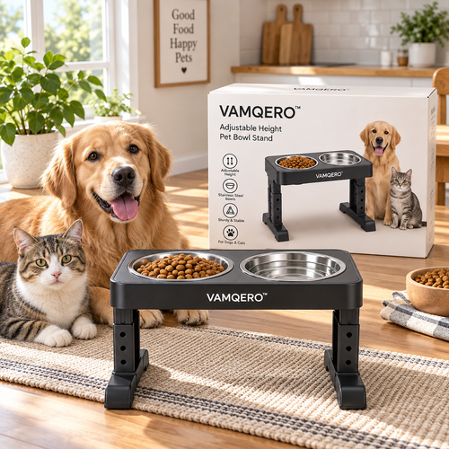 VAMQERO™ Adjustable Height Pet Bowl Stand image 2