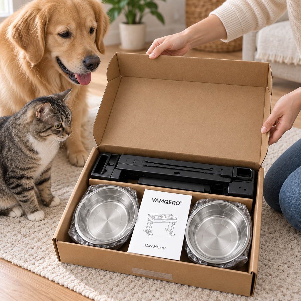 VAMQERO™ Adjustable Height Pet Bowl Stand image 4