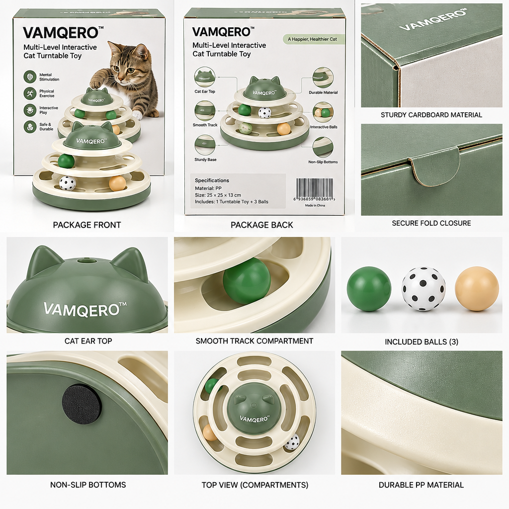 VAMQERO™ Multi-Level Interactive Cat Turntable Toy image 6